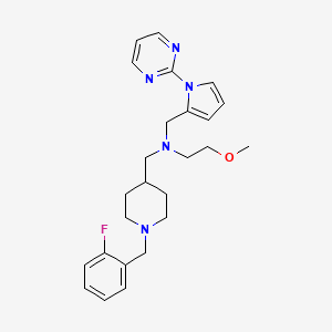 molecular formula C25H32FN5O B5107827 N-{[1-(2-fluorobenzyl)-4-piperidinyl]methyl}-2-methoxy-N-{[1-(2-pyrimidinyl)-1H-pyrrol-2-yl]methyl}ethanamine 