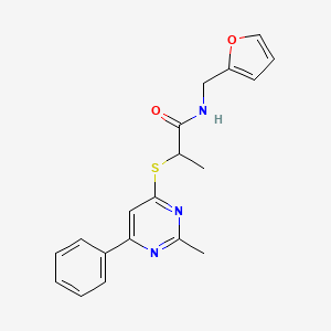 molecular formula C19H19N3O2S B5107895 N-(2-furylmethyl)-2-[(2-methyl-6-phenyl-4-pyrimidinyl)thio]propanamide 