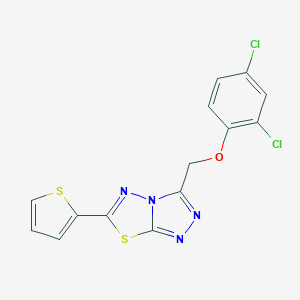 molecular formula C14H8Cl2N4OS2 B510792 2,4-Dichlorophenyl [6-(2-thienyl)[1,2,4]triazolo[3,4-b][1,3,4]thiadiazol-3-yl]methyl ether CAS No. 929843-00-5