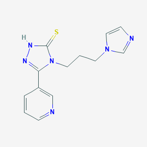 molecular formula C13H14N6S B510794 4-[3-(1H-imidazol-1-yl)propyl]-5-(3-pyridinyl)-4H-1,2,4-triazol-3-yl hydrosulfide CAS No. 947030-45-7