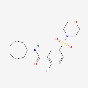 molecular formula C18H25FN2O4S B5107955 N-cycloheptyl-2-fluoro-5-(4-morpholinylsulfonyl)benzamide 