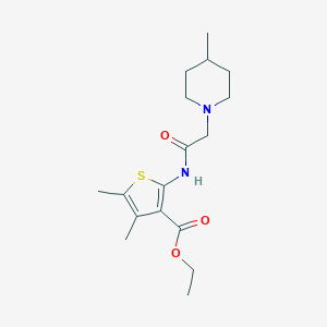 molecular formula C17H26N2O3S B510796 Ethyl 4,5-dimethyl-2-{[(4-methyl-1-piperidinyl)acetyl]amino}-3-thiophenecarboxylate CAS No. 455896-38-5