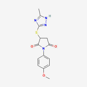 molecular formula C14H14N4O3S B5107962 1-(4-methoxyphenyl)-3-[(5-methyl-4H-1,2,4-triazol-3-yl)thio]-2,5-pyrrolidinedione 