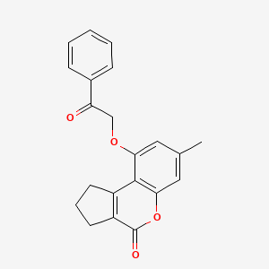 molecular formula C21H18O4 B5107976 7-methyl-9-(2-oxo-2-phenylethoxy)-2,3-dihydrocyclopenta[c]chromen-4(1H)-one 