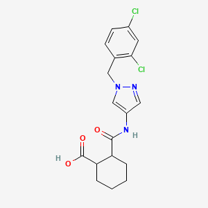 molecular formula C18H19Cl2N3O3 B5108014 2-({[1-(2,4-dichlorobenzyl)-1H-pyrazol-4-yl]amino}carbonyl)cyclohexanecarboxylic acid 