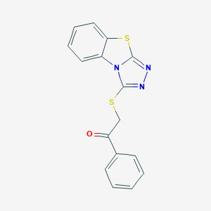 molecular formula C16H11N3OS2 B510802 1-Phenyl-2-([1,2,4]triazolo[3,4-b][1,3]benzothiazol-3-ylsulfanyl)ethanone CAS No. 304684-04-6