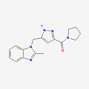 molecular formula C17H19N5O B5108033 2-methyl-1-{[3-(1-pyrrolidinylcarbonyl)-1H-pyrazol-5-yl]methyl}-1H-benzimidazole 
