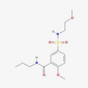 molecular formula C14H22N2O5S B5108083 2-methoxy-5-{[(2-methoxyethyl)amino]sulfonyl}-N-propylbenzamide 