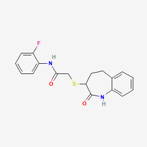 N-(2-fluorophenyl)-2-[(2-oxo-2,3,4,5-tetrahydro-1H-1-benzazepin-3-yl)thio]acetamide