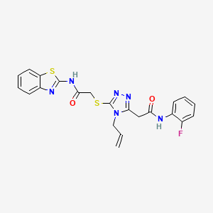 molecular formula C22H19FN6O2S2 B5108118 2-(4-allyl-5-{[2-(1,3-benzothiazol-2-ylamino)-2-oxoethyl]thio}-4H-1,2,4-triazol-3-yl)-N-(2-fluorophenyl)acetamide 