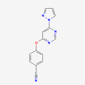 molecular formula C14H9N5O B5108138 4-{[6-(1H-pyrazol-1-yl)-4-pyrimidinyl]oxy}benzonitrile 