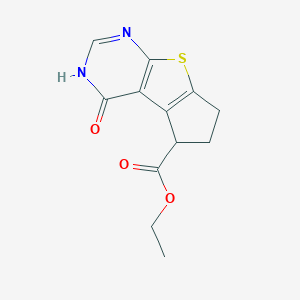 molecular formula C12H12N2O3S B510817 ethyl 4-hydroxy-6,7-dihydro-5H-cyclopenta[4,5]thieno[2,3-d]pyrimidine-5-carboxylate CAS No. 1388893-76-2