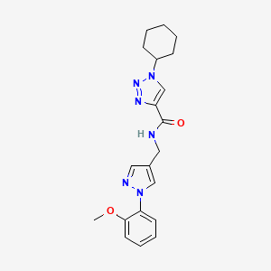 molecular formula C20H24N6O2 B5108192 1-cyclohexyl-N-{[1-(2-methoxyphenyl)-1H-pyrazol-4-yl]methyl}-1H-1,2,3-triazole-4-carboxamide 