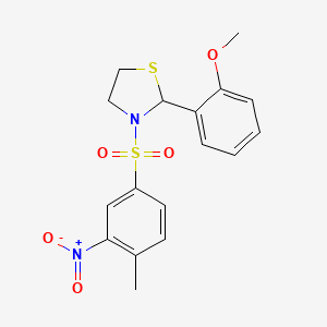 molecular formula C17H18N2O5S2 B5108246 2-(2-methoxyphenyl)-3-[(4-methyl-3-nitrophenyl)sulfonyl]-1,3-thiazolidine 