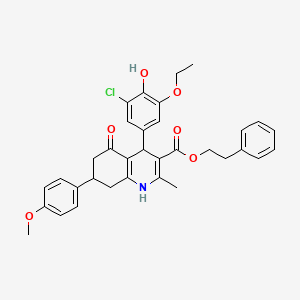 molecular formula C34H34ClNO6 B5108302 2-phenylethyl 4-(3-chloro-5-ethoxy-4-hydroxyphenyl)-7-(4-methoxyphenyl)-2-methyl-5-oxo-1,4,5,6,7,8-hexahydro-3-quinolinecarboxylate 