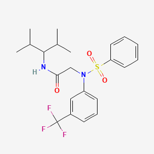 molecular formula C22H27F3N2O3S B5108377 N~1~-(1-isopropyl-2-methylpropyl)-N~2~-(phenylsulfonyl)-N~2~-[3-(trifluoromethyl)phenyl]glycinamide 