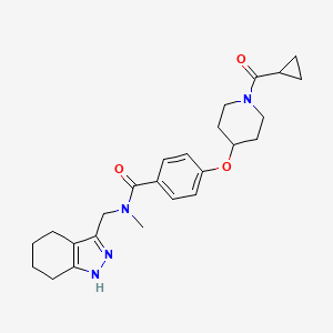 molecular formula C25H32N4O3 B5108474 4-{[1-(cyclopropylcarbonyl)-4-piperidinyl]oxy}-N-methyl-N-(4,5,6,7-tetrahydro-1H-indazol-3-ylmethyl)benzamide 