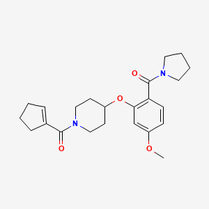 molecular formula C23H30N2O4 B5108495 1-(1-cyclopenten-1-ylcarbonyl)-4-[5-methoxy-2-(1-pyrrolidinylcarbonyl)phenoxy]piperidine 