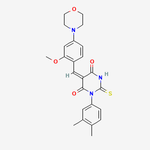 molecular formula C24H25N3O4S B5108507 1-(3,4-dimethylphenyl)-5-[2-methoxy-4-(4-morpholinyl)benzylidene]-2-thioxodihydro-4,6(1H,5H)-pyrimidinedione 