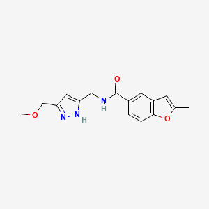 molecular formula C16H17N3O3 B5108557 N-{[5-(methoxymethyl)-1H-pyrazol-3-yl]methyl}-2-methyl-1-benzofuran-5-carboxamide 