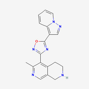 molecular formula C18H16N6O B5108623 6-methyl-5-(5-pyrazolo[1,5-a]pyridin-3-yl-1,2,4-oxadiazol-3-yl)-1,2,3,4-tetrahydro-2,7-naphthyridine trifluoroacetate 