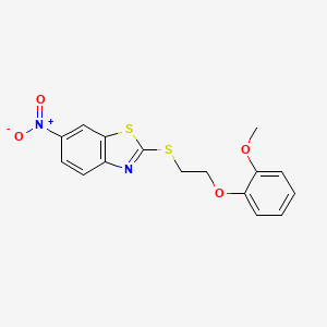 molecular formula C16H14N2O4S2 B5108678 2-{[2-(2-methoxyphenoxy)ethyl]thio}-6-nitro-1,3-benzothiazole 