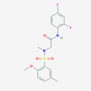 molecular formula C17H18F2N2O4S B5108714 N~1~-(2,4-difluorophenyl)-N~2~-[(2-methoxy-5-methylphenyl)sulfonyl]-N~2~-methylglycinamide 
