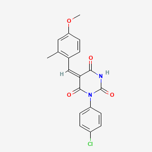 molecular formula C19H15ClN2O4 B5108744 1-(4-chlorophenyl)-5-(4-methoxy-2-methylbenzylidene)-2,4,6(1H,3H,5H)-pyrimidinetrione 