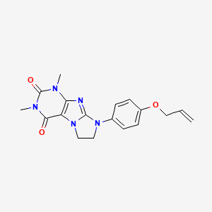 molecular formula C18H19N5O3 B5108906 8-[4-(allyloxy)phenyl]-1,3-dimethyl-7,8-dihydro-1H-imidazo[2,1-f]purine-2,4(3H,6H)-dione 