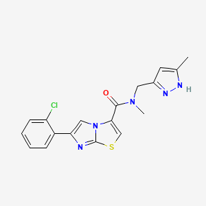 molecular formula C18H16ClN5OS B5108977 6-(2-chlorophenyl)-N-methyl-N-[(5-methyl-1H-pyrazol-3-yl)methyl]imidazo[2,1-b][1,3]thiazole-3-carboxamide 