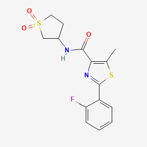 molecular formula C15H15FN2O3S2 B5109036 N-(1,1-dioxidotetrahydro-3-thienyl)-2-(2-fluorophenyl)-5-methyl-1,3-thiazole-4-carboxamide 