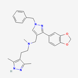 molecular formula C26H29N5O2 B5109074 N-{[3-(1,3-benzodioxol-5-yl)-1-benzyl-1H-pyrazol-4-yl]methyl}-2-(3,5-dimethyl-1H-pyrazol-4-yl)-N-methylethanamine 