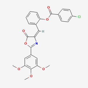 molecular formula C26H20ClNO7 B5109081 2-{[5-oxo-2-(3,4,5-trimethoxyphenyl)-1,3-oxazol-4(5H)-ylidene]methyl}phenyl 4-chlorobenzoate 