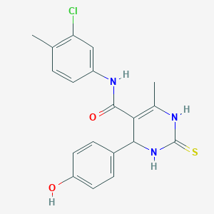 N-(3-chloro-4-methylphenyl)-4-(4-hydroxyphenyl)-6-methyl-2-thioxo-1,2,3,4-tetrahydro-5-pyrimidinecarboxamide
