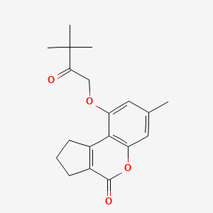 molecular formula C19H22O4 B5109106 9-(3,3-dimethyl-2-oxobutoxy)-7-methyl-2,3-dihydrocyclopenta[c]chromen-4(1H)-one 