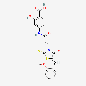 molecular formula C21H18N2O6S2 B5109131 2-hydroxy-4-({3-[5-(2-methoxybenzylidene)-4-oxo-2-thioxo-1,3-thiazolidin-3-yl]propanoyl}amino)benzoic acid 