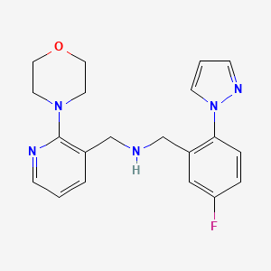 molecular formula C20H22FN5O B5109139 1-[5-fluoro-2-(1H-pyrazol-1-yl)phenyl]-N-{[2-(4-morpholinyl)-3-pyridinyl]methyl}methanamine 