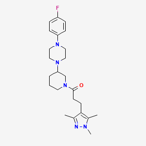 molecular formula C24H34FN5O B5109180 1-(4-fluorophenyl)-4-{1-[3-(1,3,5-trimethyl-1H-pyrazol-4-yl)propanoyl]-3-piperidinyl}piperazine 