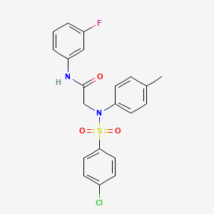 molecular formula C21H18ClFN2O3S B5109189 N~2~-[(4-chlorophenyl)sulfonyl]-N~1~-(3-fluorophenyl)-N~2~-(4-methylphenyl)glycinamide 