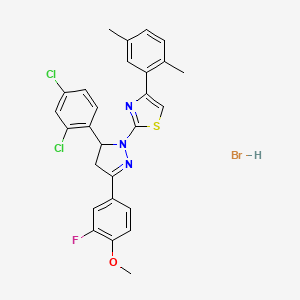 molecular formula C27H23BrCl2FN3OS B5109378 2-[5-(2,4-dichlorophenyl)-3-(3-fluoro-4-methoxyphenyl)-4,5-dihydro-1H-pyrazol-1-yl]-4-(2,5-dimethylphenyl)-1,3-thiazole hydrobromide 