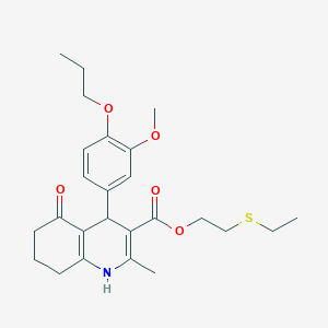 molecular formula C25H33NO5S B5109423 2-(ethylthio)ethyl 4-(3-methoxy-4-propoxyphenyl)-2-methyl-5-oxo-1,4,5,6,7,8-hexahydro-3-quinolinecarboxylate 
