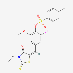molecular formula C20H18INO5S3 B5109517 4-[(3-ethyl-4-oxo-2-thioxo-1,3-thiazolidin-5-ylidene)methyl]-2-iodo-6-methoxyphenyl 4-methylbenzenesulfonate 
