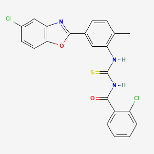 molecular formula C22H15Cl2N3O2S B5109630 2-chloro-N-({[5-(5-chloro-1,3-benzoxazol-2-yl)-2-methylphenyl]amino}carbonothioyl)benzamide 