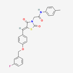 molecular formula C26H21FN2O4S B5109640 2-(5-{4-[(3-fluorobenzyl)oxy]benzylidene}-2,4-dioxo-1,3-thiazolidin-3-yl)-N-(4-methylphenyl)acetamide 
