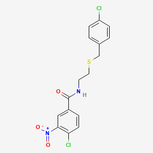 molecular formula C16H14Cl2N2O3S B5109675 4-chloro-N-{2-[(4-chlorobenzyl)thio]ethyl}-3-nitrobenzamide 