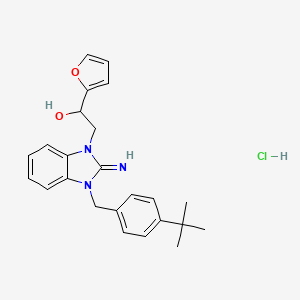 molecular formula C24H28ClN3O2 B5109689 2-[3-(4-tert-butylbenzyl)-2-imino-2,3-dihydro-1H-benzimidazol-1-yl]-1-(2-furyl)ethanol hydrochloride 