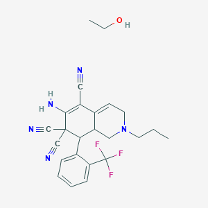 molecular formula C24H26F3N5O B5109709 6-amino-2-propyl-8-[2-(trifluoromethyl)phenyl]-2,3,8,8a-tetrahydro-5,7,7(1H)-isoquinolinetricarbonitrile - ethanol (1:1) 