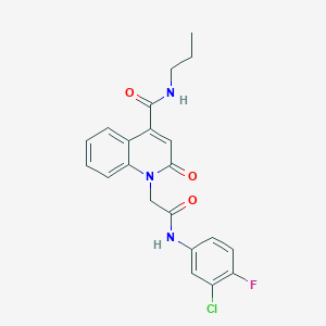 molecular formula C21H19ClFN3O3 B5109726 1-{2-[(3-chloro-4-fluorophenyl)amino]-2-oxoethyl}-2-oxo-N-propyl-1,2-dihydro-4-quinolinecarboxamide 