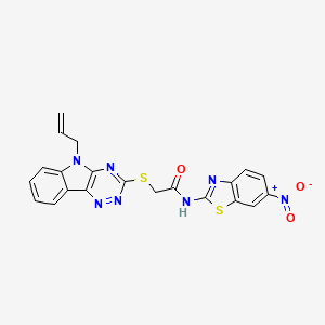 molecular formula C21H15N7O3S2 B5109751 2-[(5-allyl-5H-[1,2,4]triazino[5,6-b]indol-3-yl)thio]-N-(6-nitro-1,3-benzothiazol-2-yl)acetamide 