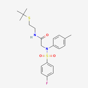 molecular formula C21H27FN2O3S2 B5109766 N~1~-[2-(tert-butylthio)ethyl]-N~2~-[(4-fluorophenyl)sulfonyl]-N~2~-(4-methylphenyl)glycinamide 